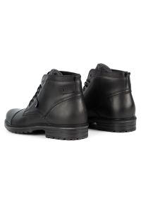 Olivier Buty męskie skórzane Militarne Mpb czarne. Kolor: czarny. Materiał: skóra. Wzór: moro. Styl: militarny #4