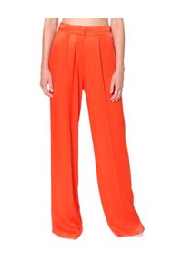 AGGI - Pomarańczowe spodnie Jessie. Stan: podwyższony. Kolor: pomarańczowy. Materiał: jedwab, tkanina
