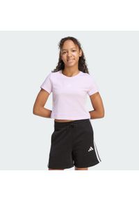 Adidas - Koszulka Essentials. Kolor: fioletowy, biały, różowy, wielokolorowy. Materiał: dzianina, bawełna. Sport: joga i pilates #1