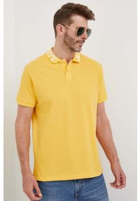 Pepe Jeans polo bawełniane Jacob kolor żółty gładki. Typ kołnierza: polo. Kolor: żółty. Materiał: bawełna. Długość: krótkie. Wzór: gładki #1