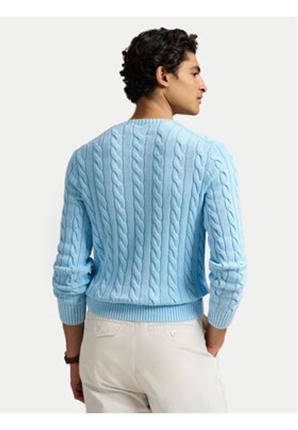 Polo Ralph Lauren Sweter 710965867005 Błękitny Regular Fit. Typ kołnierza: polo. Kolor: niebieski. Materiał: bawełna