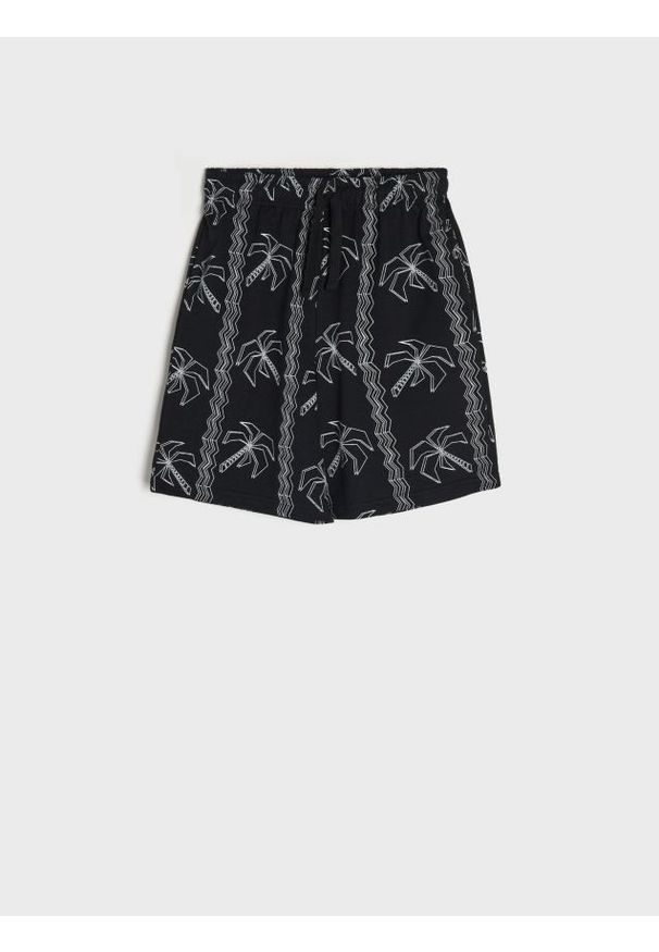 Sinsay - Szorty - czarny. Kolor: czarny. Materiał: dzianina, bawełna