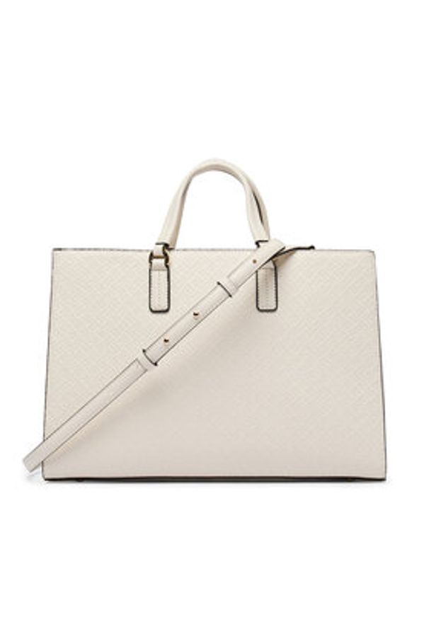 TOMMY HILFIGER - Tommy Hilfiger Torebka Th Daily Satchel Mono AW0AW18418 Écru. Kolor: kremowy. Materiał: skórzane
