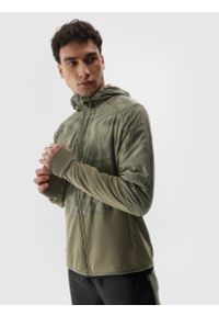 4f - Kurtka do biegania szybkoschnąca męska. Typ kołnierza: kołnierzyk stójkowy, kaptur. Kolor: brązowy, oliwkowy, wielokolorowy. Materiał: dzianina, materiał, włókno. Długość: krótkie. Sport: bieganie #1