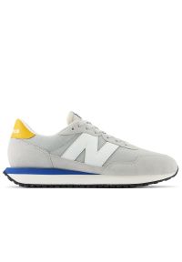 Buty New Balance MS237VH - szare. Okazja: na co dzień. Zapięcie: sznurówki. Kolor: szary. Materiał: guma, zamsz, tworzywo sztuczne. Szerokość cholewki: normalna