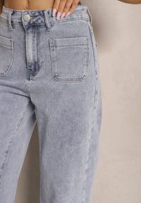 Renee - Jasnoniebieskie Jeansy z Bawełną i Wiskozą High Waist o Szerokim Kroju Galeriela. Okazja: na co dzień. Stan: podwyższony. Kolor: niebieski. Sezon: wiosna. Styl: casual #5