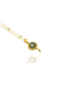 Brazi Druse Jewelry - Naszyjnik Bursztyn Zielony Okrągły złoto. Materiał: złote. Kolor: zielony, wielokolorowy, złoty. Kamień szlachetny: bursztyn #1