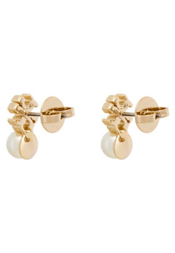 Tory Burch Kolczyki LOGO AND PEARL STUD EARRINGS 184421 Złoty. Materiał: ze stali, ze stali nierdzewnej. Kolor: złoty