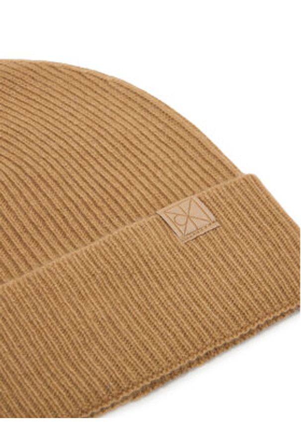 Calvin Klein Czapka Emblem LV04D8013G Beżowy. Kolor: beżowy. Materiał: kaszmir