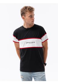 Ombre Clothing - T-shirt męski bawełniany - czarny V2 S1629 - M. Kolor: czarny. Materiał: bawełna