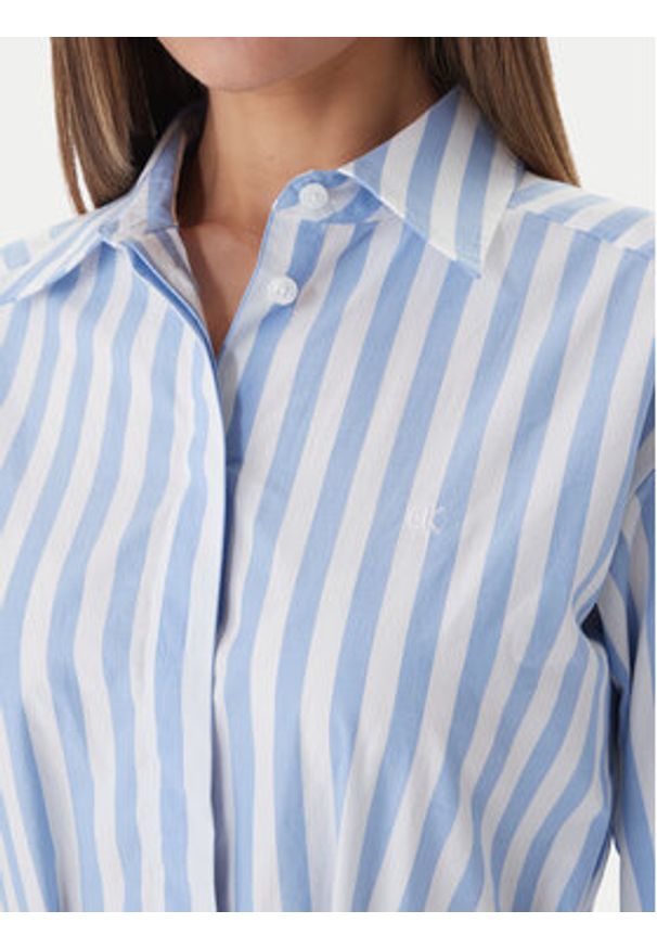 Calvin Klein Sukienka koszulowa Yarndye LV044F032G Niebieski Regular Fit. Kolor: niebieski. Materiał: bawełna. Typ sukienki: koszulowe