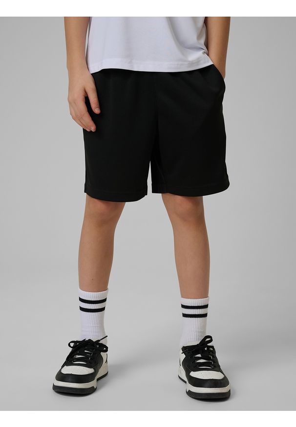 4f - 4F Spodenki sportowe szybkoschnące chłopięce - czarne 134/140 (8-10 lat). Kolor: czarny. Materiał: syntetyk, materiał. Sezon: lato. Styl: sportowy