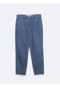 Big-Star - Jeansy męskie loose w prążek granatowe Temir 540. Okazja: na co dzień. Stan: podwyższony. Kolor: niebieski. Wzór: prążki. Styl: elegancki, casual, klasyczny