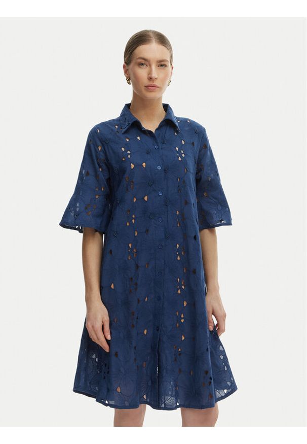 Iconique Sukienka letnia Romina IC26-003 Niebieski Relaxed Fit. Kolor: niebieski. Materiał: bawełna. Sezon: lato