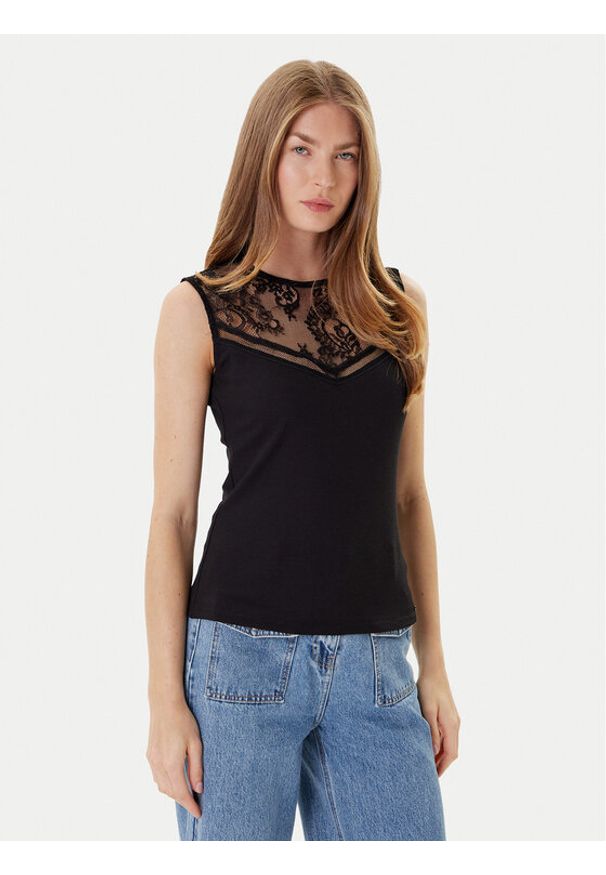 Morgan Bluzka 252-DALI Czarny Slim Fit. Kolor: czarny. Materiał: wiskoza, syntetyk