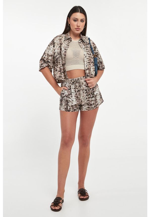Pinko - Szorty damskie w zwierzęcy wzór Bema PINKO. Wzór: motyw zwierzęcy