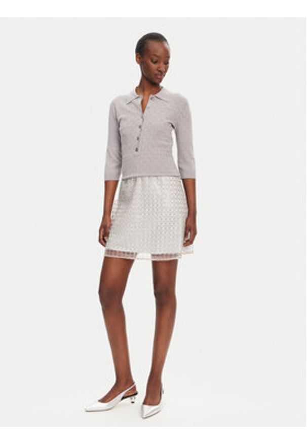 ROTATE Sweter 113785039 Szary Slim Fit. Kolor: szary. Materiał: wiskoza