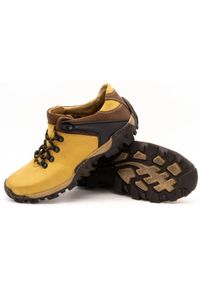 KENT Męskie buty trekkingowe 116 żółte. Okazja: na co dzień. Zapięcie: pasek. Kolor: żółty. Materiał: jeans, skóra. Wzór: paski. Sezon: wiosna, jesień, lato #7