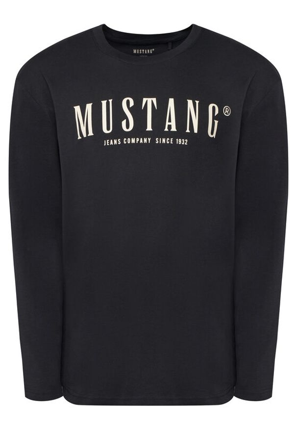 Mustang Longsleeve Asheville 1016873 Czarny Regular Fit. Kolor: czarny. Materiał: bawełna. Długość rękawa: długi rękaw