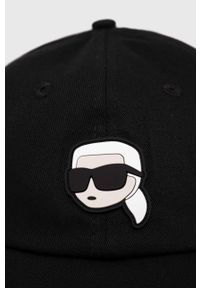 Karl Lagerfeld czapka z daszkiem bawełniana kolor czarny z aplikacją. Kolor: czarny. Materiał: bawełna. Wzór: aplikacja #2