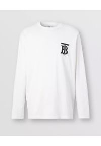 Burberry - BURBERRY - Biała koszulka z długim rękawem. Okazja: na co dzień. Kolor: biały. Materiał: jeans, bawełna. Długość rękawa: długi rękaw. Długość: długie. Wzór: nadruk. Styl: klasyczny, casual #3