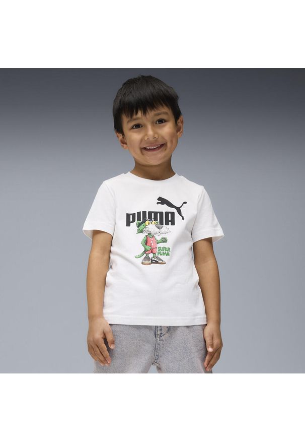 Puma - Dziecięca koszulka Super PUMA z grafiką PUMA White. Kolor: biały. Sport: joga i pilates
