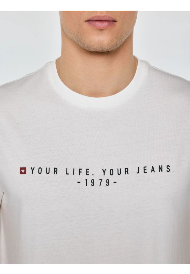 Big-Star - Koszulka męska z nadrukiem biała Oliver 100. Kolor: biały. Materiał: materiał, bawełna. Wzór: nadruk. Styl: klasyczny