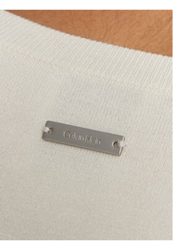 Calvin Klein Sweter K20K207681 Écru Regular Fit. Materiał: wiskoza