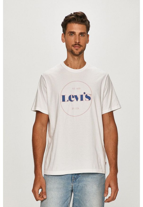 Levi's® - Levi's - T-shirt. Okazja: na co dzień, na spotkanie biznesowe. Kolor: biały. Wzór: nadruk. Styl: biznesowy, casual