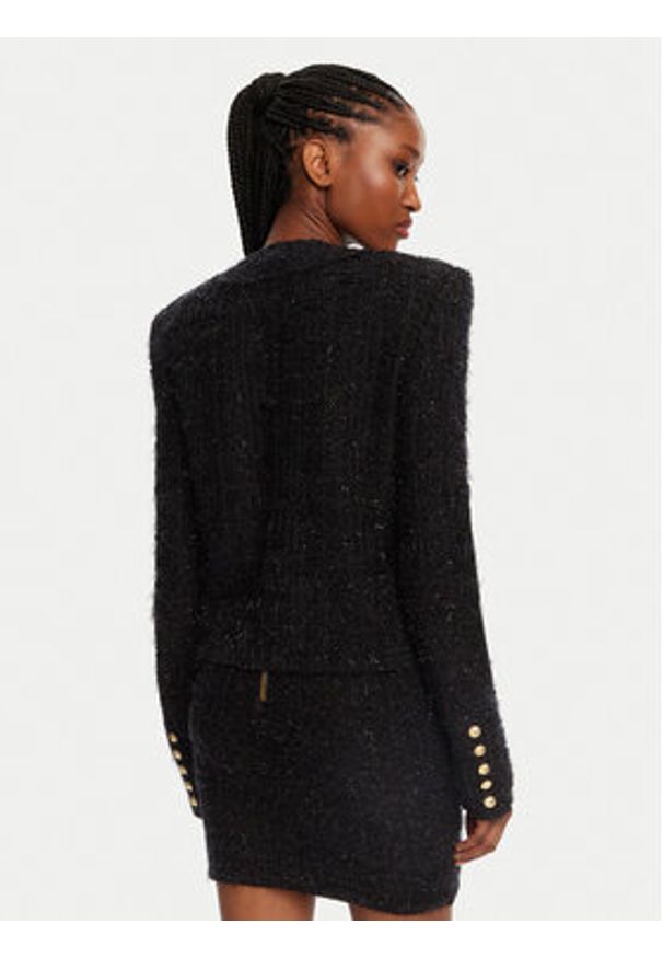 Balmain Kardigan DF1SK249KG43 Czarny Regular Fit. Kolor: czarny. Materiał: syntetyk