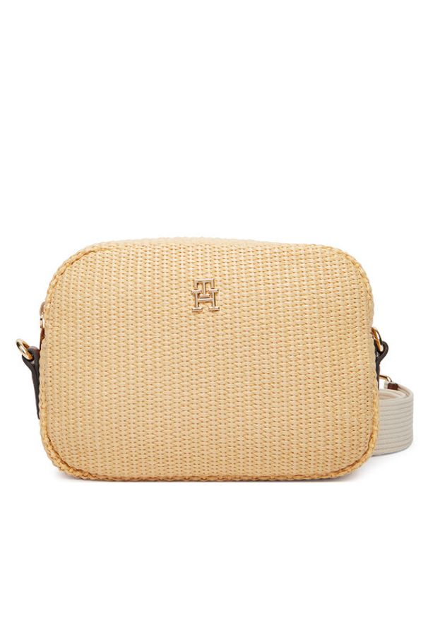 TOMMY HILFIGER - Tommy Hilfiger Torebka Popette Camera Bag Raffia AW0AW18525 Beżowy. Kolor: beżowy