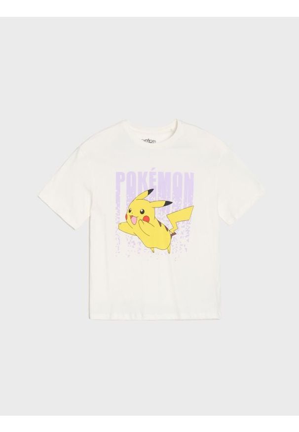 Sinsay - Koszulka Pokémon - kremowy. Kolor: kremowy