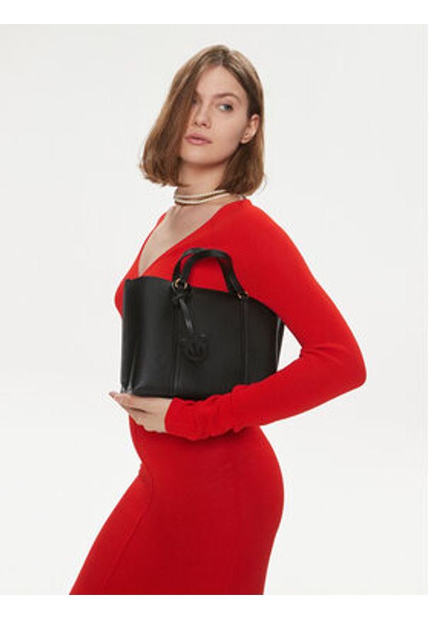 Pinko Torebka Carrie Shopper Classic PE 24 PLTT 102833 A1LF Czarny. Kolor: czarny. Materiał: skórzane