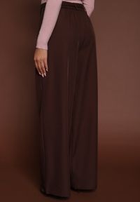 Renee - Brązowe Garniturowe Spodnie Wide Leg z Dodatkowym Paskiem Cintriane. Stan: podwyższony. Kolor: brązowy. Styl: elegancki