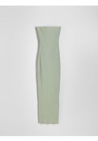 Reserved - Sukienka tuba - jasnozielony. Kolor: zielony. Materiał: bawełna, dzianina, prążkowany #1