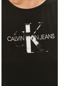 Calvin Klein Jeans T-shirt. Kolor: czarny. Materiał: bawełna. Długość rękawa: na ramiączkach. Wzór: nadruk #3