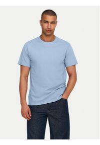 Only & Sons T-Shirt 22025208 Błękitny Regular Fit. Kolor: niebieski. Materiał: bawełna