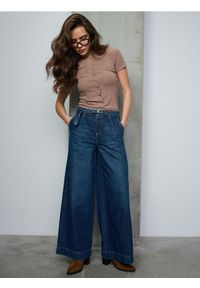 Sinsay - Jeansy wide leg - niebieski. Kolor: niebieski #1