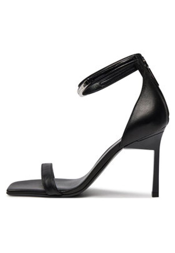 Calvin Klein Sandały Heel Sandal 90 Metal Bar Lth HW0HW01946 Czarny. Kolor: czarny. Materiał: skóra