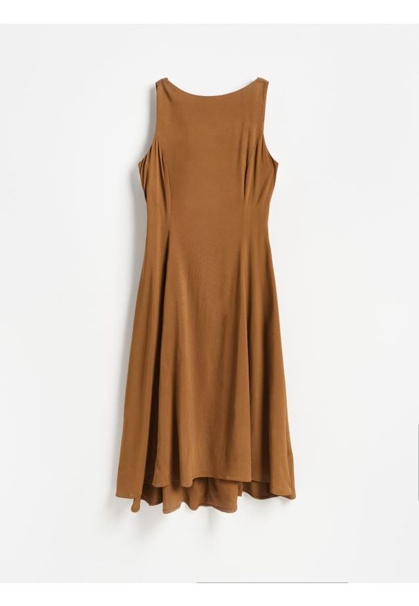 Reserved - LADIES` DRESS - brązowy. Kolor: brązowy. Materiał: wiskoza, tkanina