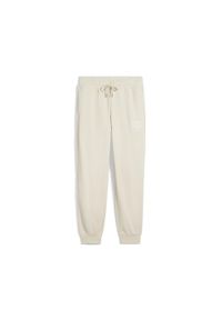 Puma - Damskie wygodne spodnie dresowe PUMA CLASS PUMA Alpine Snow White. Kolor: beżowy, wielokolorowy, biały. Materiał: dresówka. Wzór: nadruk. Sport: fitness #1