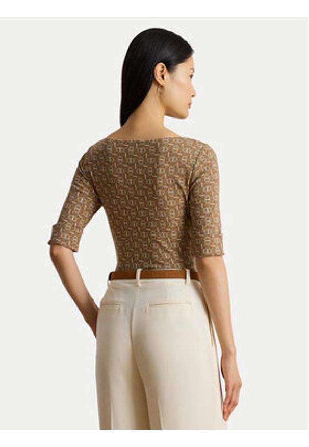 Lauren Ralph Lauren - LAUREN RALPH LAUREN Bluzka 200980042001 Beżowy Slim Fit. Kolor: beżowy. Materiał: bawełna