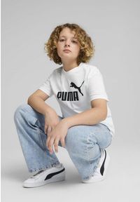 Puma - Młodzieżowa koszulka ESS z logo No. 1 PUMA White. Kolor: biały. Materiał: guma. Wzór: nadruk