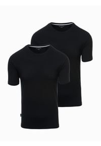 Ombre Clothing - Zestaw męskich t-shirtów z okrągłym dekoltem - czarna V5 Z101 - XXL. Okazja: na co dzień. Kolor: czarny. Materiał: dzianina, bawełna, elastan, jersey. Wzór: nadruk. Styl: casual