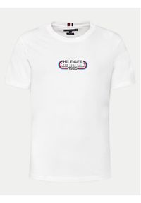 TOMMY HILFIGER - Tommy Hilfiger T-Shirt Track Graphic MW0MW34429 Biały Regular Fit. Kolor: biały. Materiał: bawełna #6