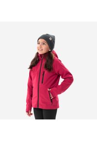 quechua - Kurtka turystyczna Softshell dla dzieci MH550. Kolor: wielokolorowy, czerwony, czarny. Materiał: elastan, poliester, materiał. Sezon: lato