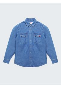 Big-Star - Koszula męska jeansowa niebieska Western 121. Okazja: na co dzień. Kolor: niebieski. Materiał: jeans. Wzór: melanż. Styl: casual, klasyczny #3
