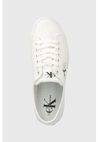 Calvin Klein Jeans tenisówki VULC FLATFORM ESSENTIAL MONO damskie kolor biały YW0YW01030. Nosek buta: okrągły. Zapięcie: sznurówki. Kolor: biały. Materiał: materiał. Obcas: na platformie #3