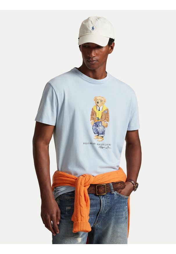 Polo Ralph Lauren T-Shirt 710P07347001 Błękitny Regular Fit. Typ kołnierza: polo. Kolor: niebieski. Materiał: bawełna