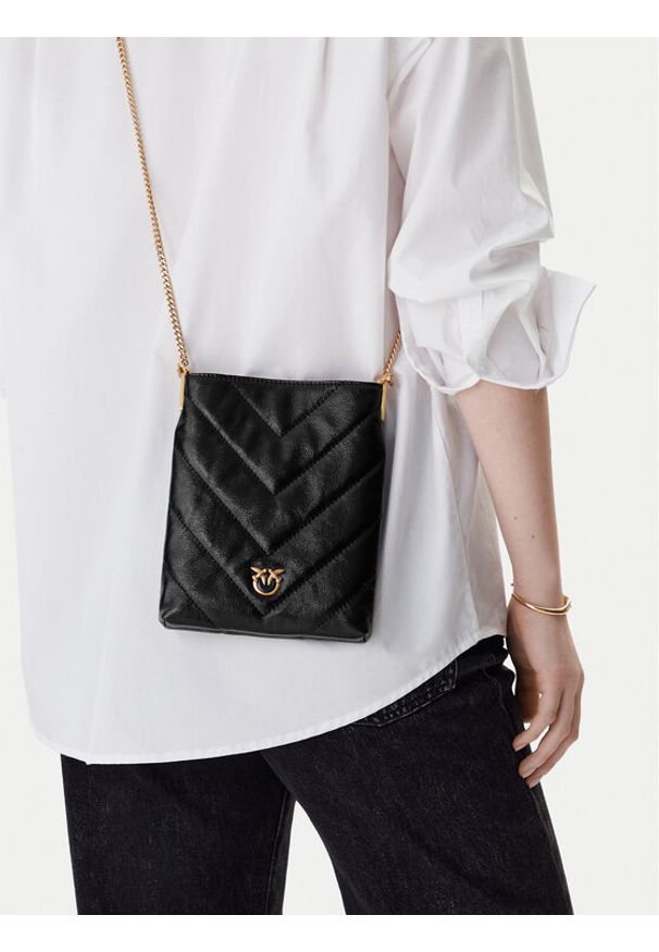 Pinko - PINKO Torebka Flat Satchel AI 25-26 PCPL 105352 A2W2 Czarny. Kolor: czarny. Materiał: skórzane